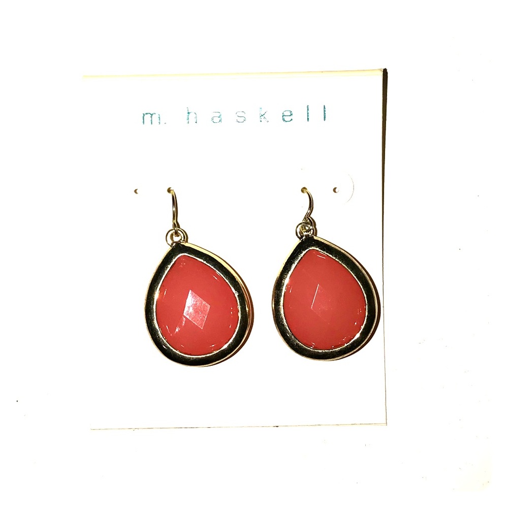 M HASKELL DROP EARRINGS- CORAL